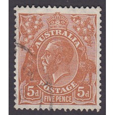 Australian    King George V    5d Brown   C of A WMK  Plate Variety 3R55
